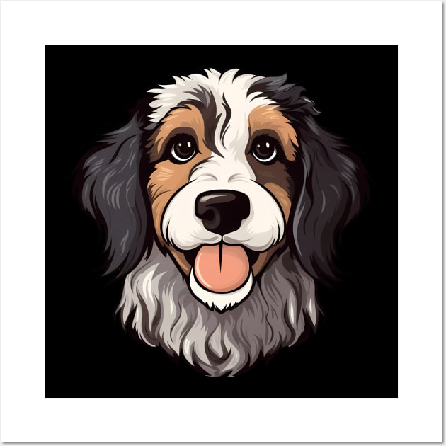 Bernedoodle Face Cute Cartoon Puppy Dog Lover Wall Art by Sports Stars ⭐⭐⭐⭐⭐